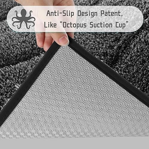 Miniatura 4 de Yimobra Tapetes para baño, felpa de lujo y esponjosos, antideslizantes, de microfibra extragruesa, de secado rápido, antideslizantes, peludos,