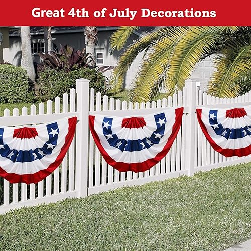 Miniatura 3 de Bandera de abanico plisada de Estados Unidos de 3 x 6 pies, bandera estadounidense para exteriores, bandera patriótica de medio abanico con ojales