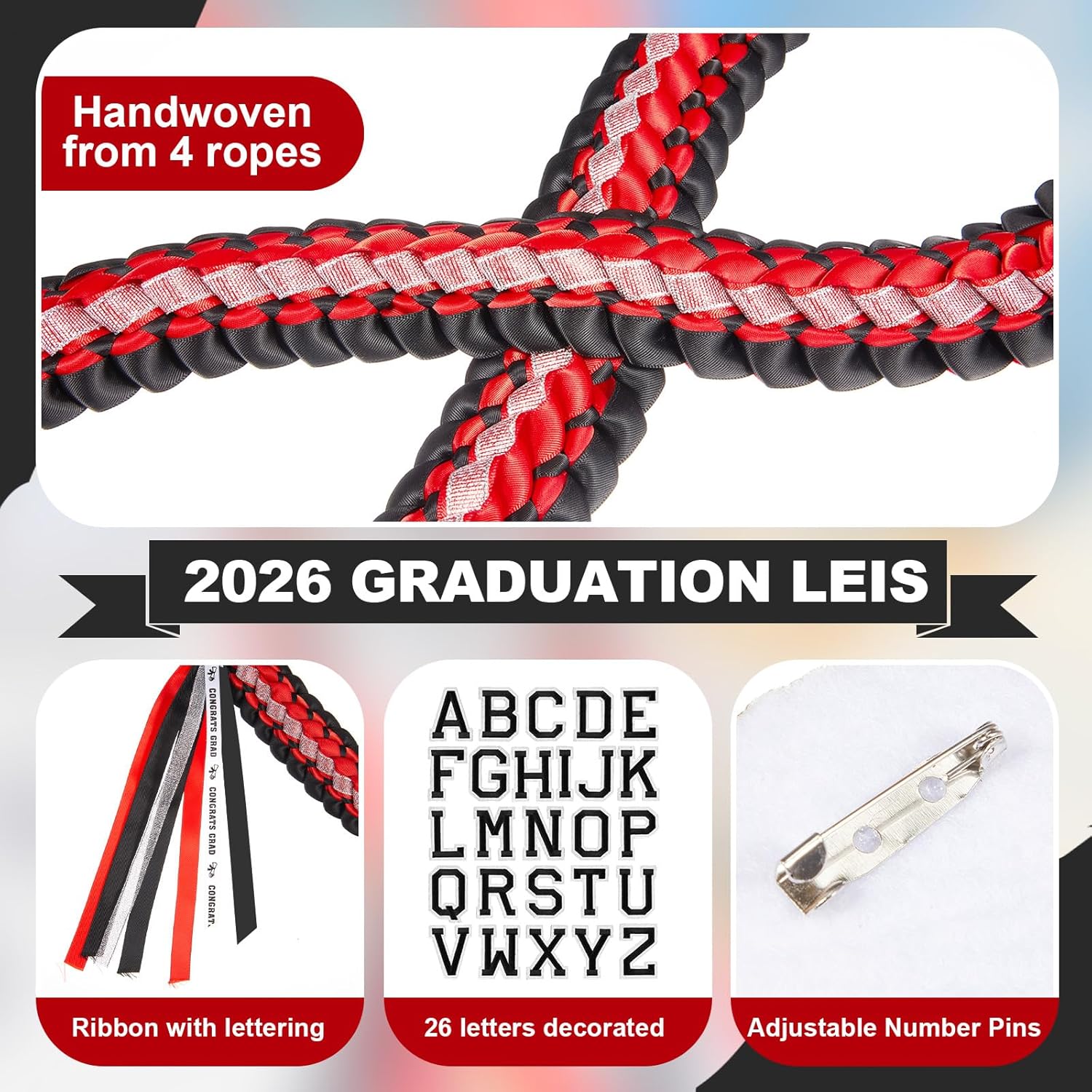 Juexica Graduation Lei Class of 2026,graduation Ribbon Money Lei Personalized DIY Name Braided Necklace with Tassel for Congrat Grad Party Gift Accessories Women Men