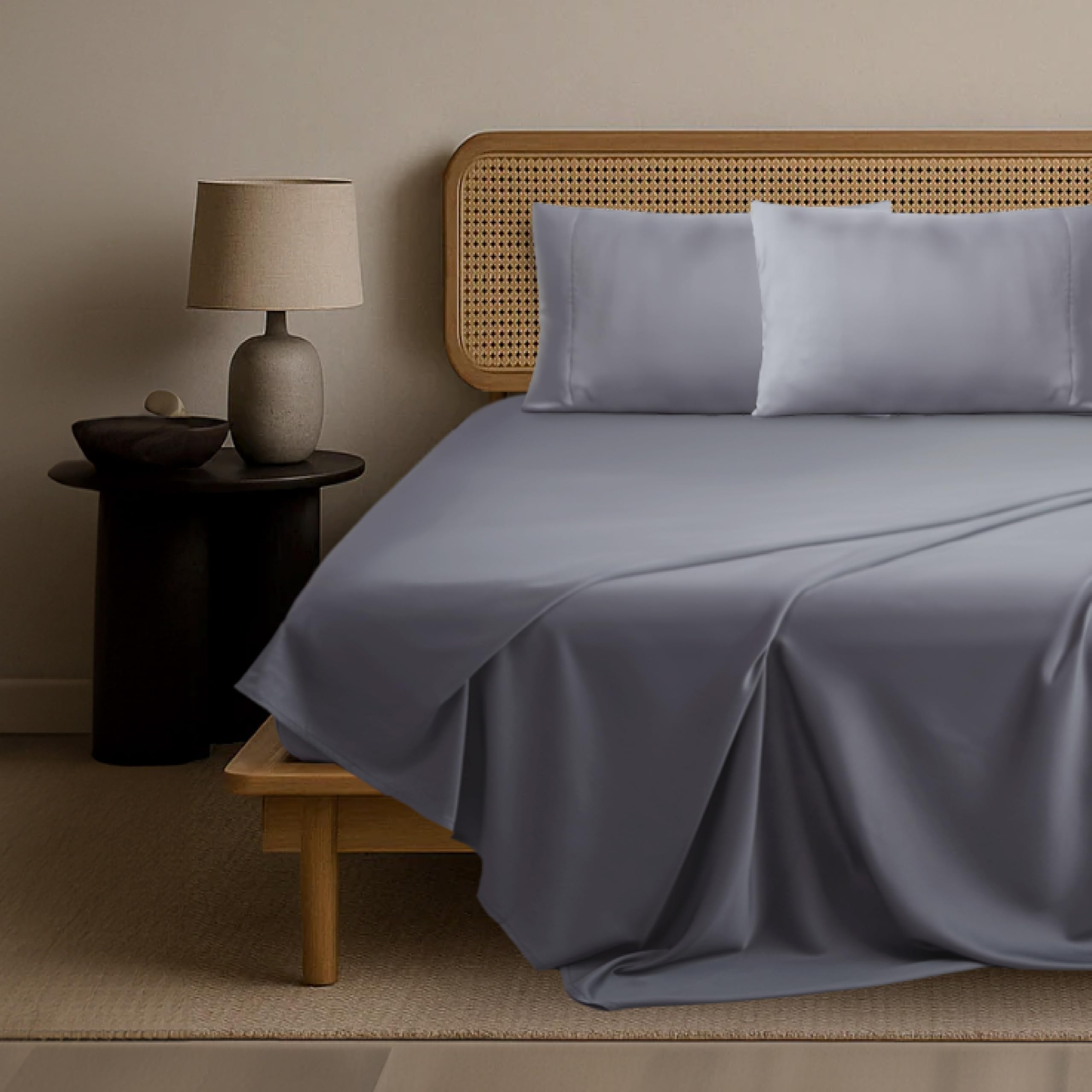 Epitex Solid 4 Piece King Sheet Set - Viscose Derived from Bamboo 1400 Thread Count Breathable and Cooling