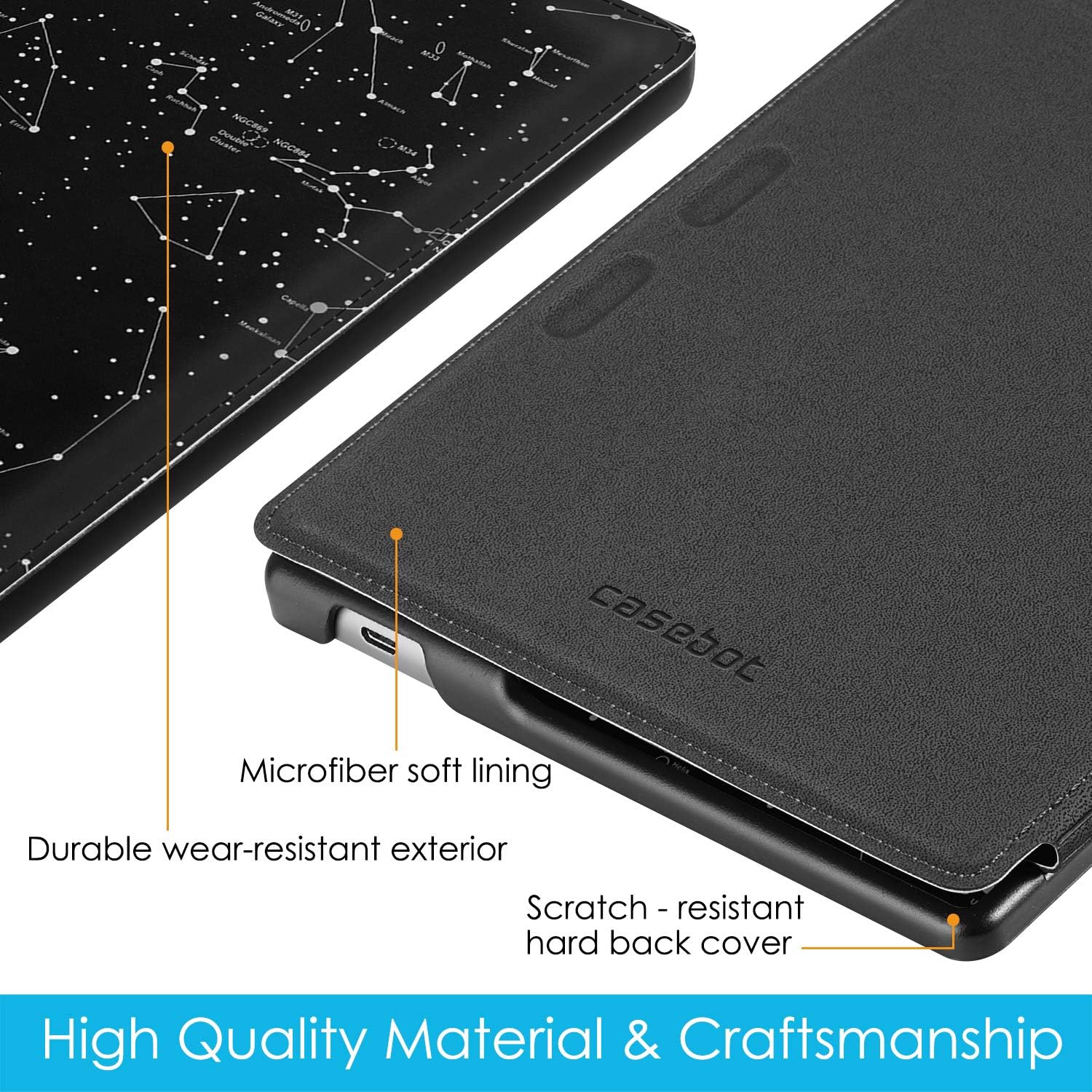 CaseBot Slimshell Case for All-New Kindle Oasis (10th Generation, 2019 Release and 9th Generation, 2017 Release) - Premium PU Leather Lightweight Protective Cover with Auto Wake Sleep, Constellation