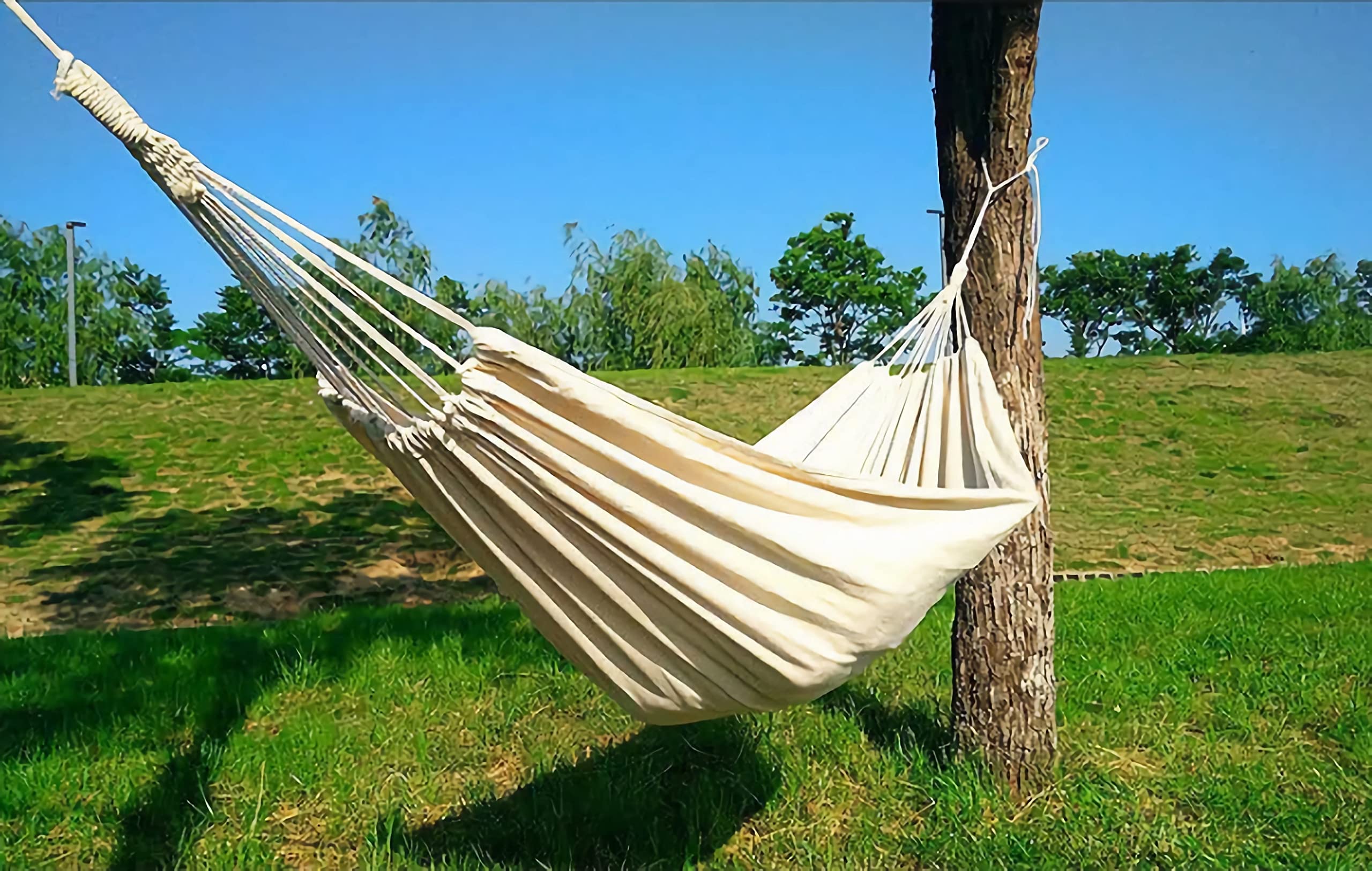 Amazon.com : White Hammock Swing Bed,Single Person Cotton Fabric