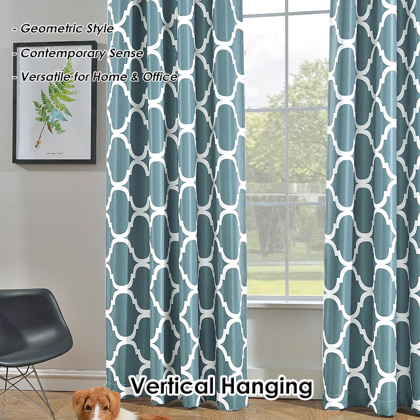 Melodieux Moroccan Fashion Room Darkening Blackout Grommet Top Curtains for Living Room, 52 by 63 Inch, Dusty Blue (1 Panel) - Image 4