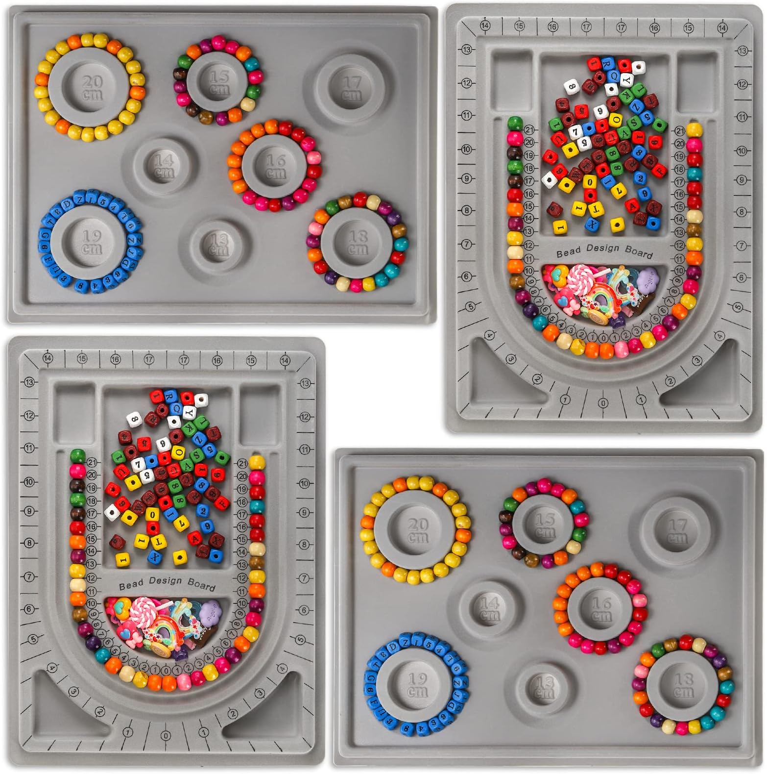 4 Pieces Beading Board, Plastic Bead Design Tray DIY Jewelry Making Tray Beading Jewelrys Organizer Flocked Bead Board for Necklace, Bracelet, Jewelry Making