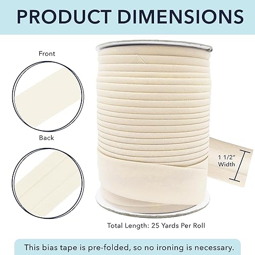 Miniatura 138 de Mandala Crafts Cinta al bies de un solo pliegue de 5/8 pulgadas para coser, acolchar, tuberías, dobladillo, manta y encuadernación de colcha, cinta