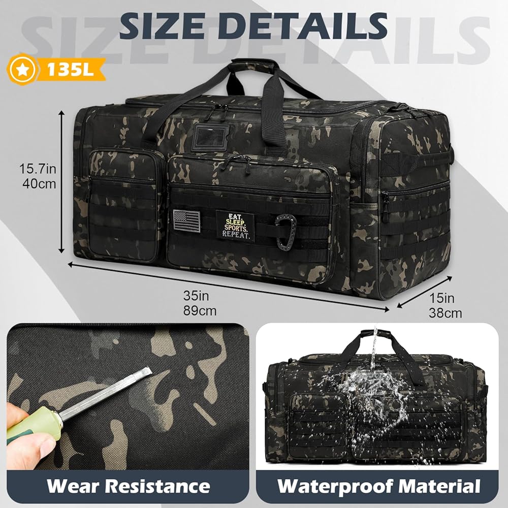 Amazon.com | 135L Large Military Tactical Duffle Bag, Travel