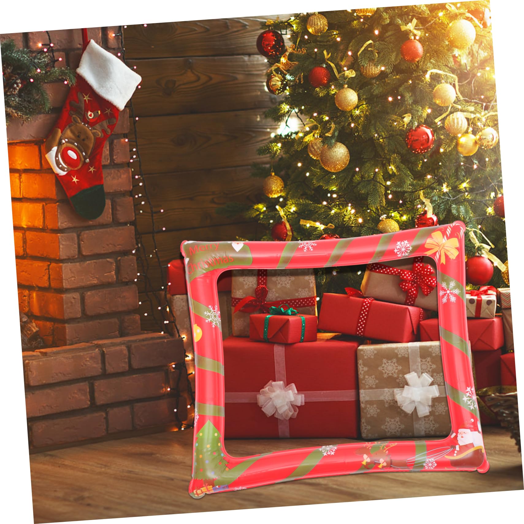KOMBIUDA 2 Pezzi Cornice Foto Natale Gonfiabile Puntelli Photo Booth Feste Ornamento Decorazione Aria Sicuro Usa