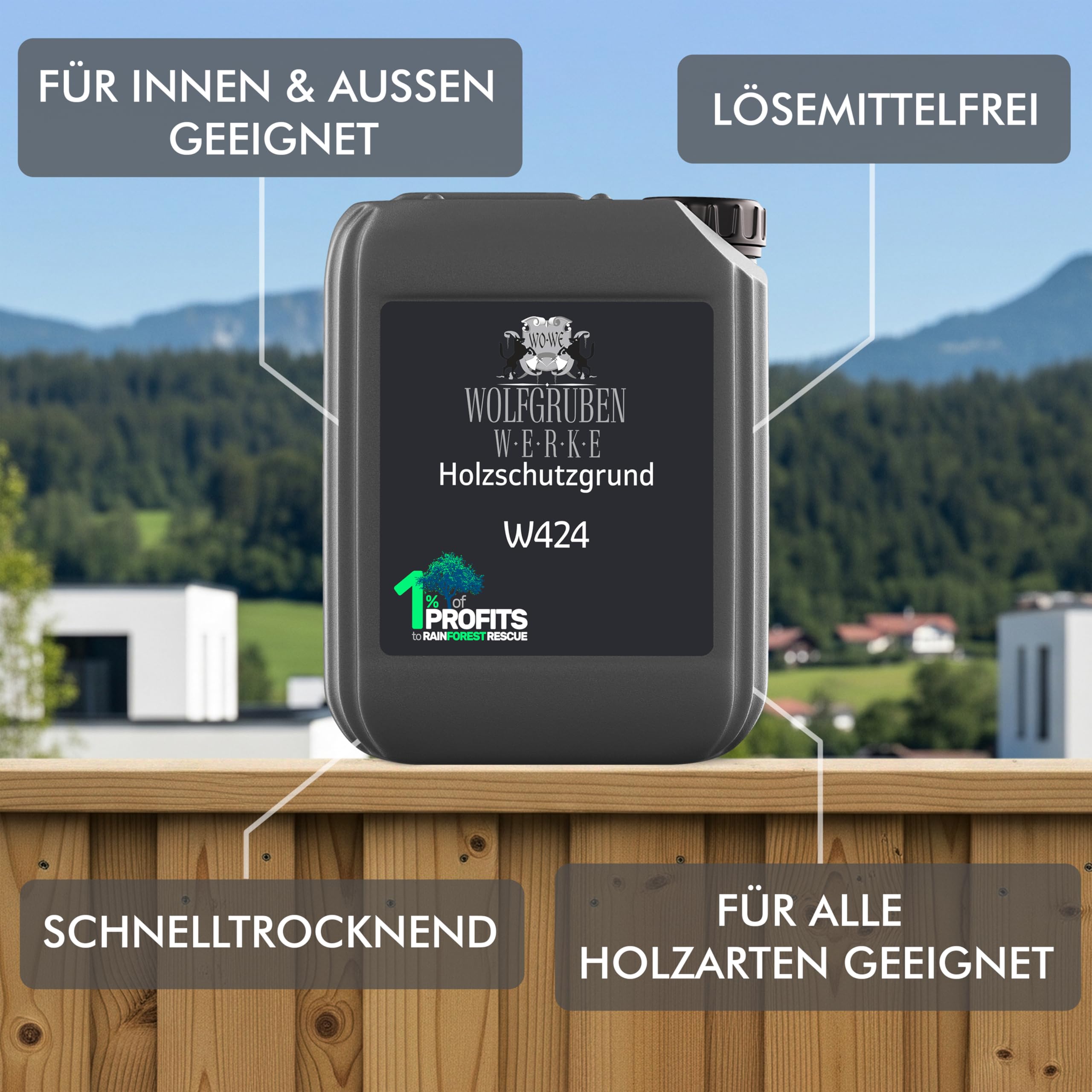 WO-WE Holzgrundierung – Grundierung für Holz innen & außen, lösemittelfrei, atmungsaktiv –10 L