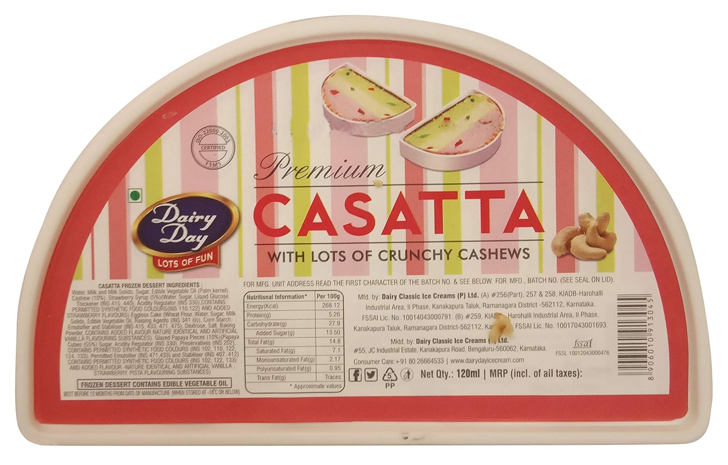 Dairy Day Premium Ice Cream Casatta, 120ml Amazon.in Grocery