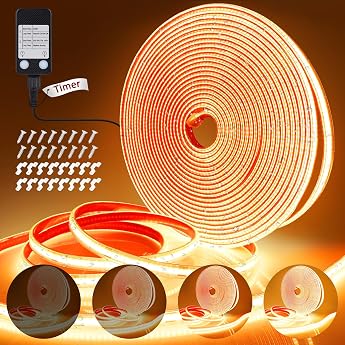 StarryEver COB LED Strip Outdoor Power IP67 Waterproof LED Strips Dimmable Outdoor Light Strip LED Self-Adhesive LED Strip for Garden Balcony Kitchen Indoor Living Room 10 m 3200 LED Warm [Energy Class F]