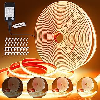 StarryEver COB LED Streifen Außen Strom, 10M 3200 LED Strip Warmweiss 2700K, IP67 Wasserfest LED Stripes Dimmbar Outdoor, Lichtband LED Selbstklebend,LED Band für Garten Balkon Küche Innen Wohnzimmer