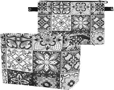 Mexican Talavera Ceramic Tile Ethnic Folk Ornament Italian Pottery Women Cosmetic Storage Handbag Case Portable Coin Purse, Makeup Bag Toiletry Handbag Organizer, Large Ladies Pouch Holder M