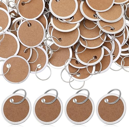 500 etiquetas de metal Hotop para llaves de borde de metal a granel de 1.25 pulgadas, etiquetas de papel redondas de papel con anillos divididos de
