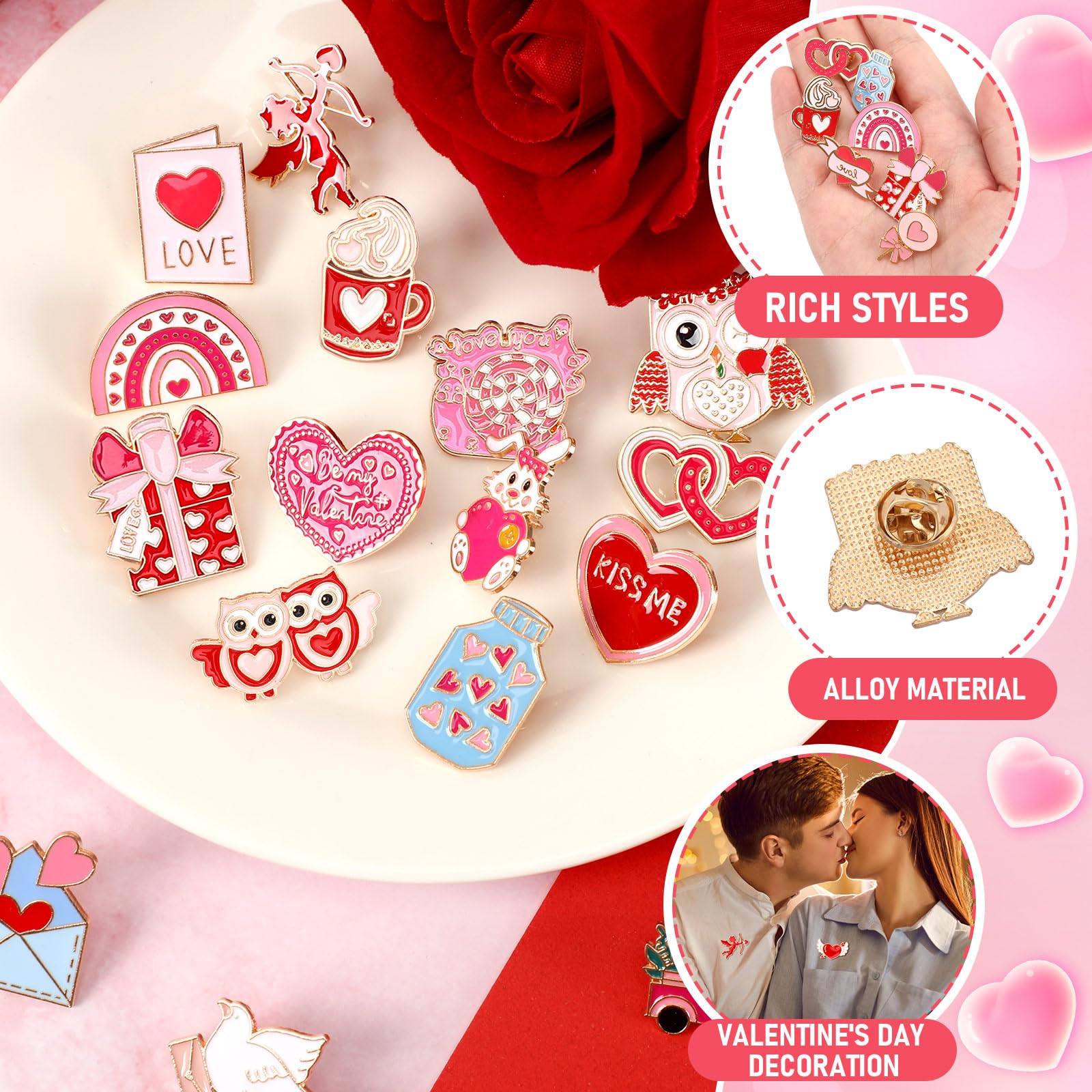 Amazon.com: SANNIX Valentine's Pins - 60pcs Lapel Pins, Heart