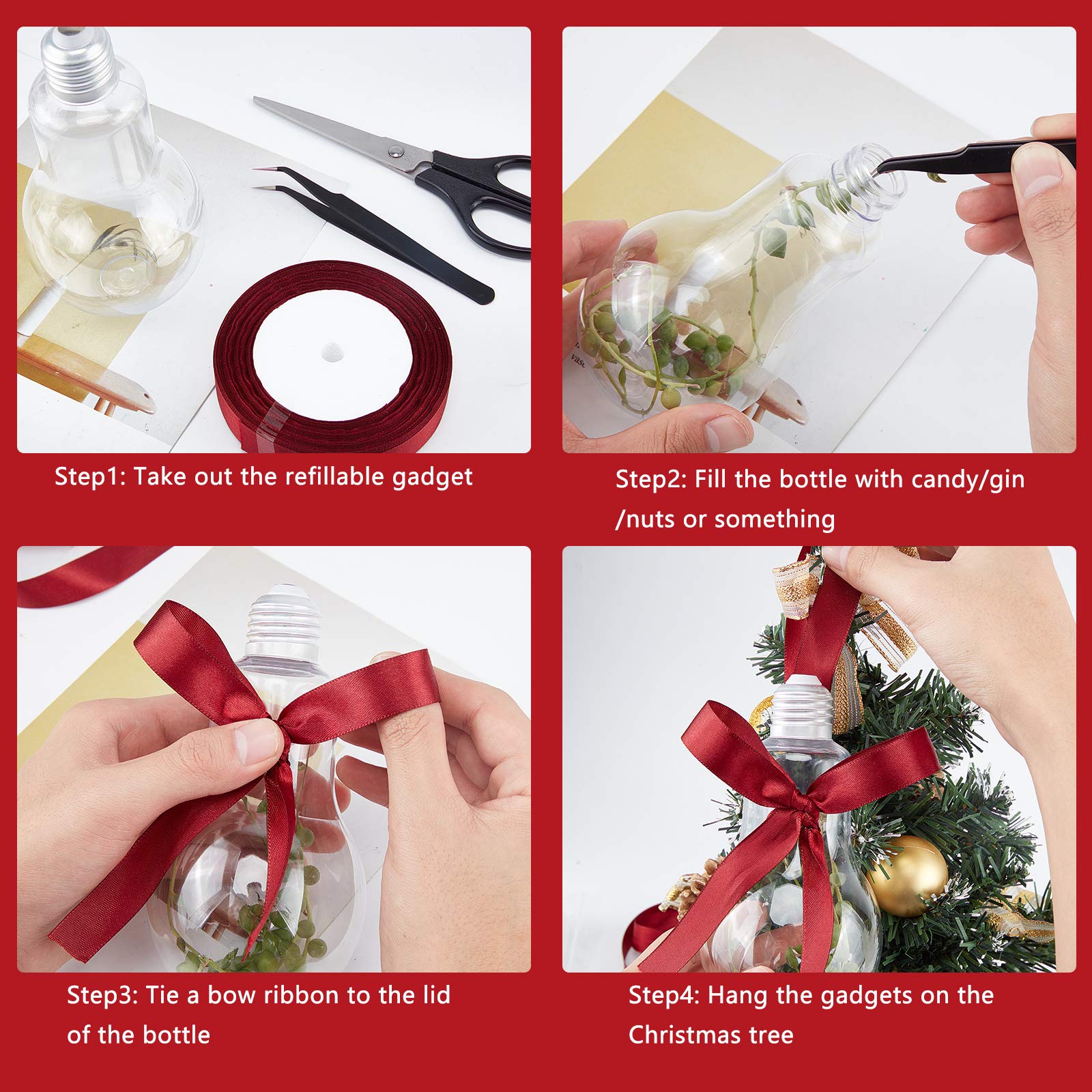 Potchen 15 Juegos De Vasos De Bombilla Con Tapas De Pajilla, Botellas LED Brillantes Con Forma De Plástico De 16.9 Fl Oz Para Bebidas, Bombillas Para Jugo, Agua, Bebida, Bebida, Decoración