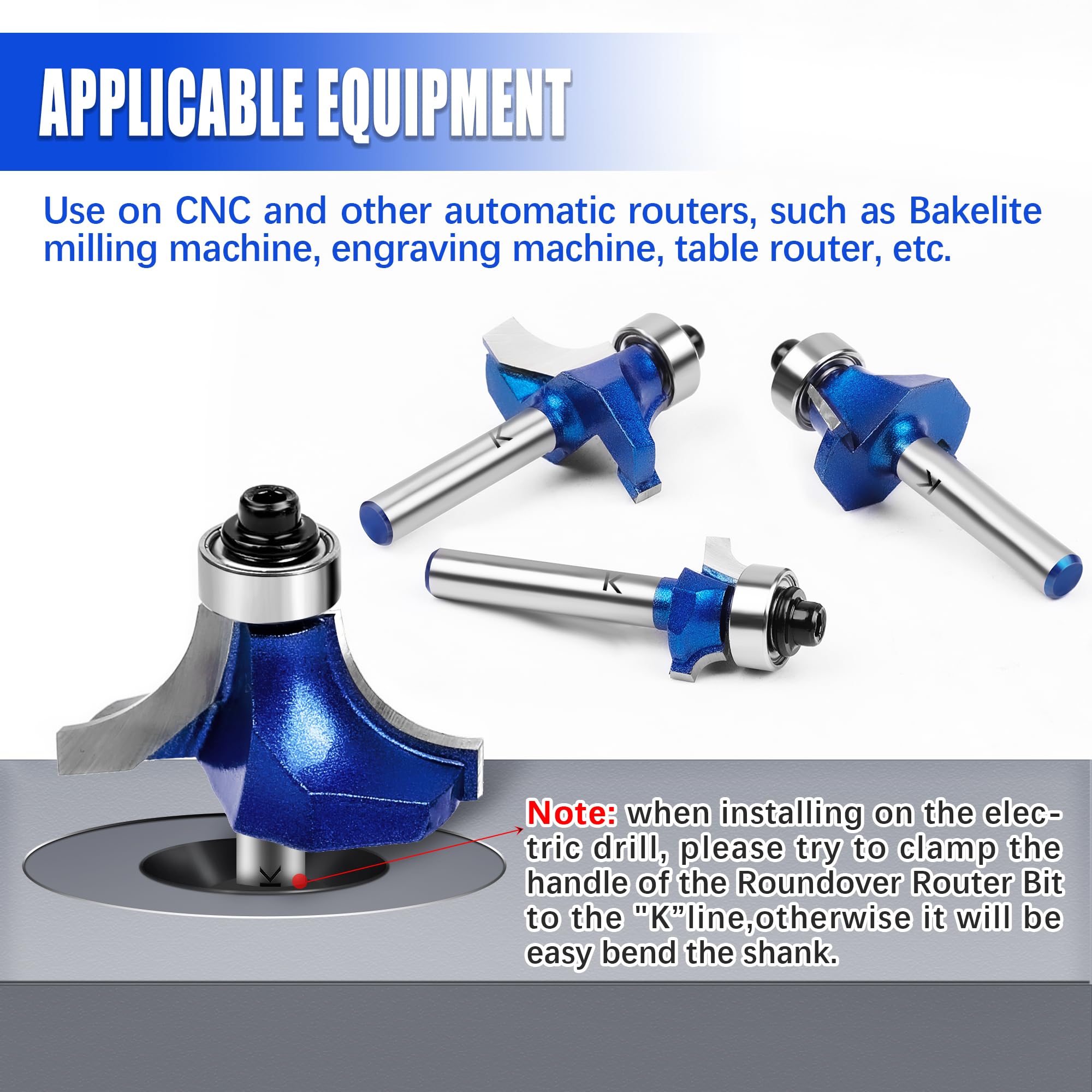 Roundover Router Bits - 6 Sizes for Woodworking -6