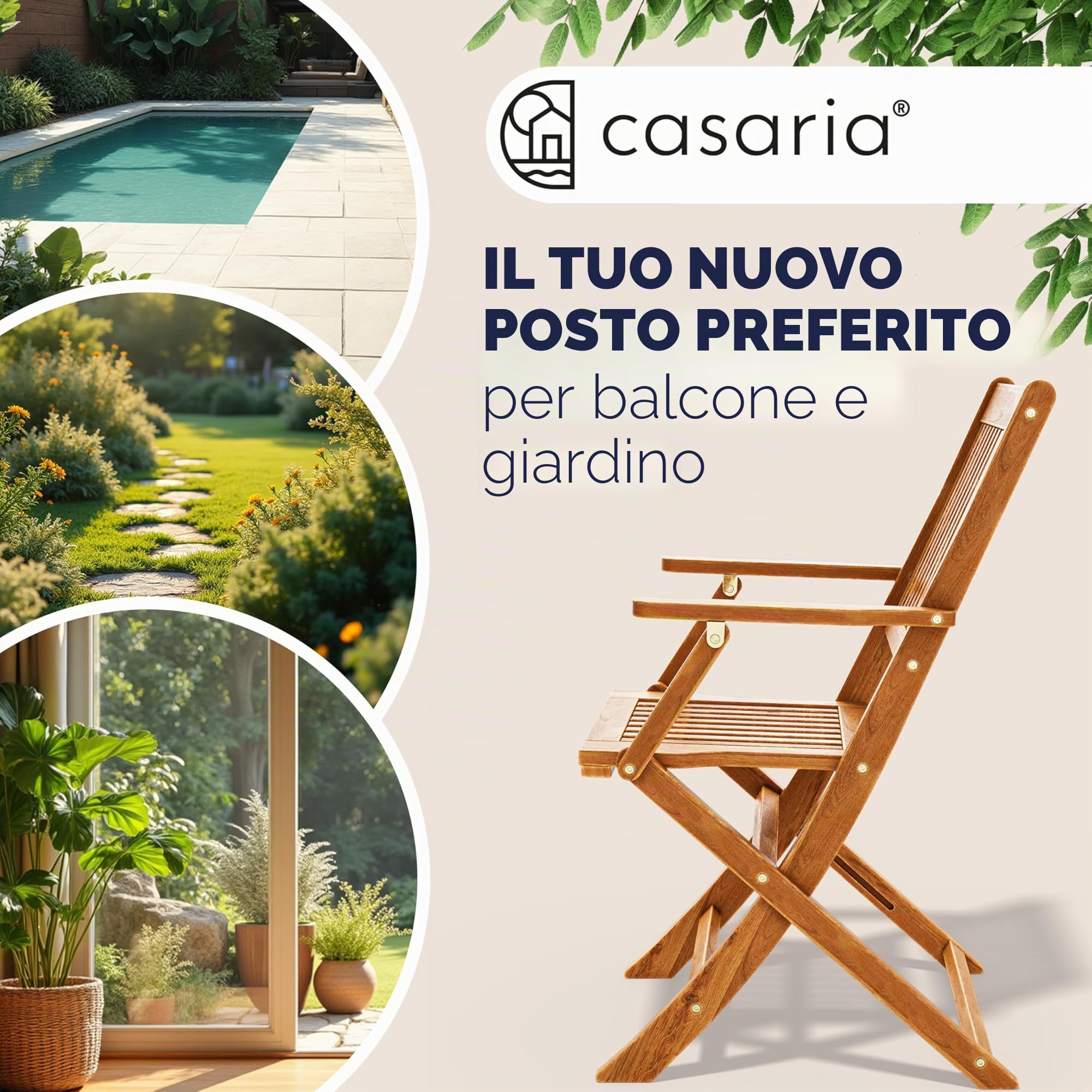 Deuba Sedie da Giardino Set di 4 Sydney pieghevoli in Legno di Acacia con braccioli Certificazione FSC® patio sedie da pranzo terrazza balcone