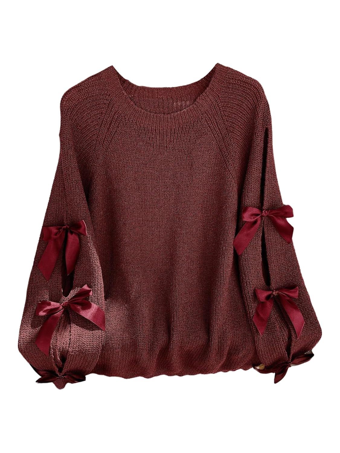 SOLY HUX Womens Plus Size Sweaters Pullover Bowknot Long Sleeve Crew Neck Knit Fall Tops