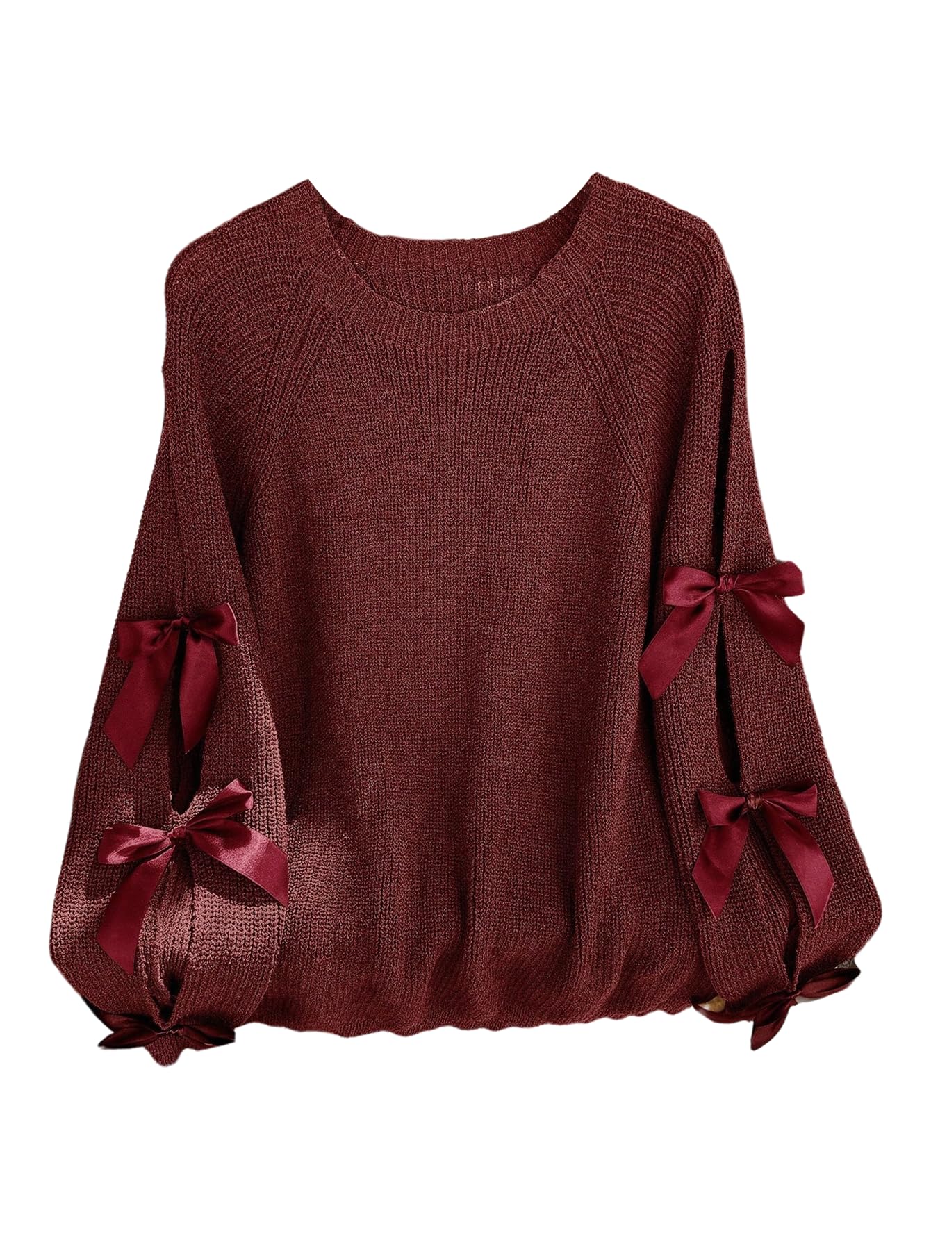 Plus Size Bowknot Sweater for Women Crewneck Pullover with Long Sleeve Cozy 100 Cashmere Knit Top for Fall