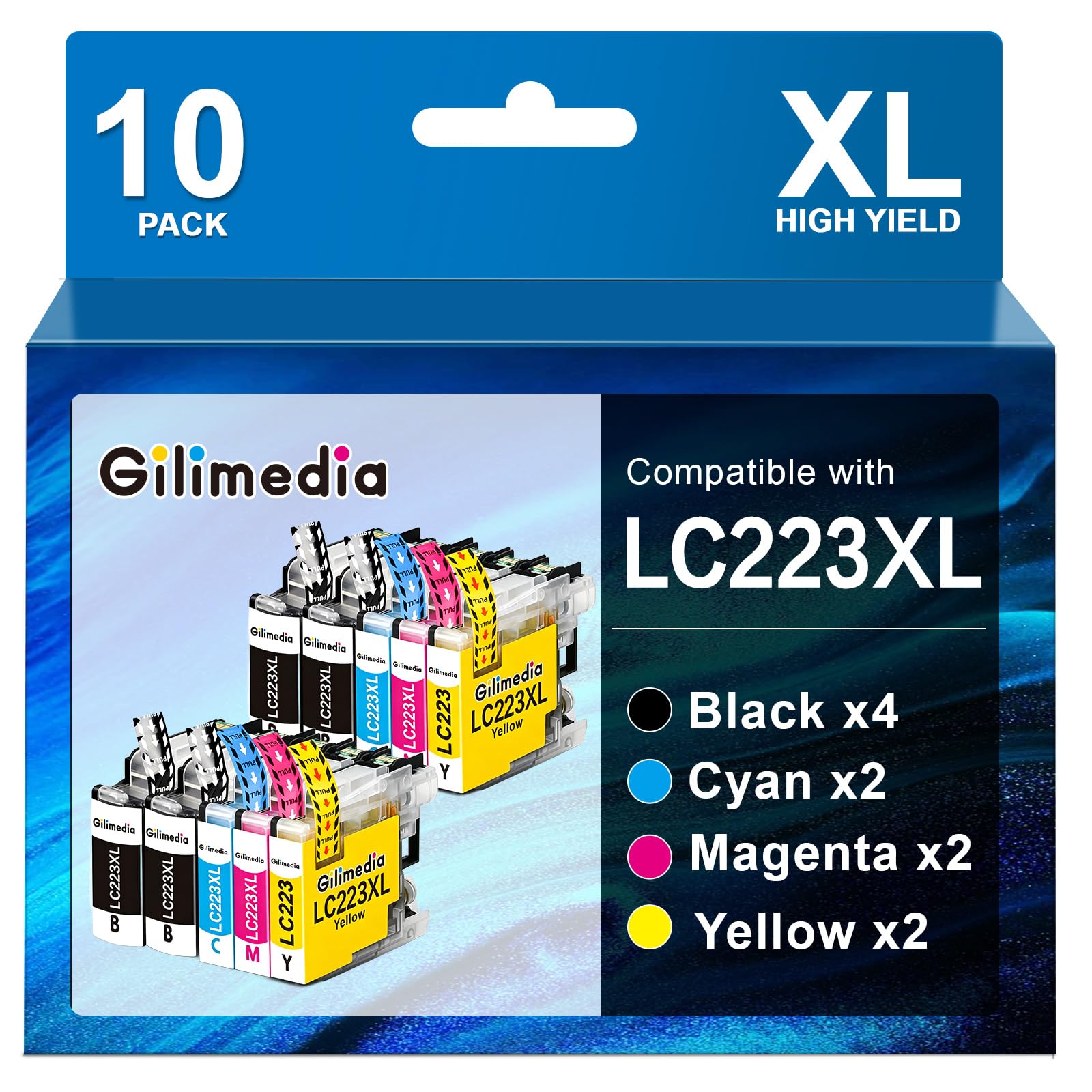 GILIMEDIA LC223 XL Druckerpatronen Kompatibel für Brother LC223 LC223XL für Brother MFC J5320DW J4420DW J4620DW J480DW J5620DW J5720DW J680DW J4625DW J880DW J5625DW DCP J4120DW J562DW (10er-Pack)