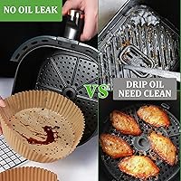 Vista 3 de 200 forros desechables para freidora de aire, redondos, antiadherentes, de 7.9 pulgadas, papel pergamino de grado alimenticio para freidoras de aire