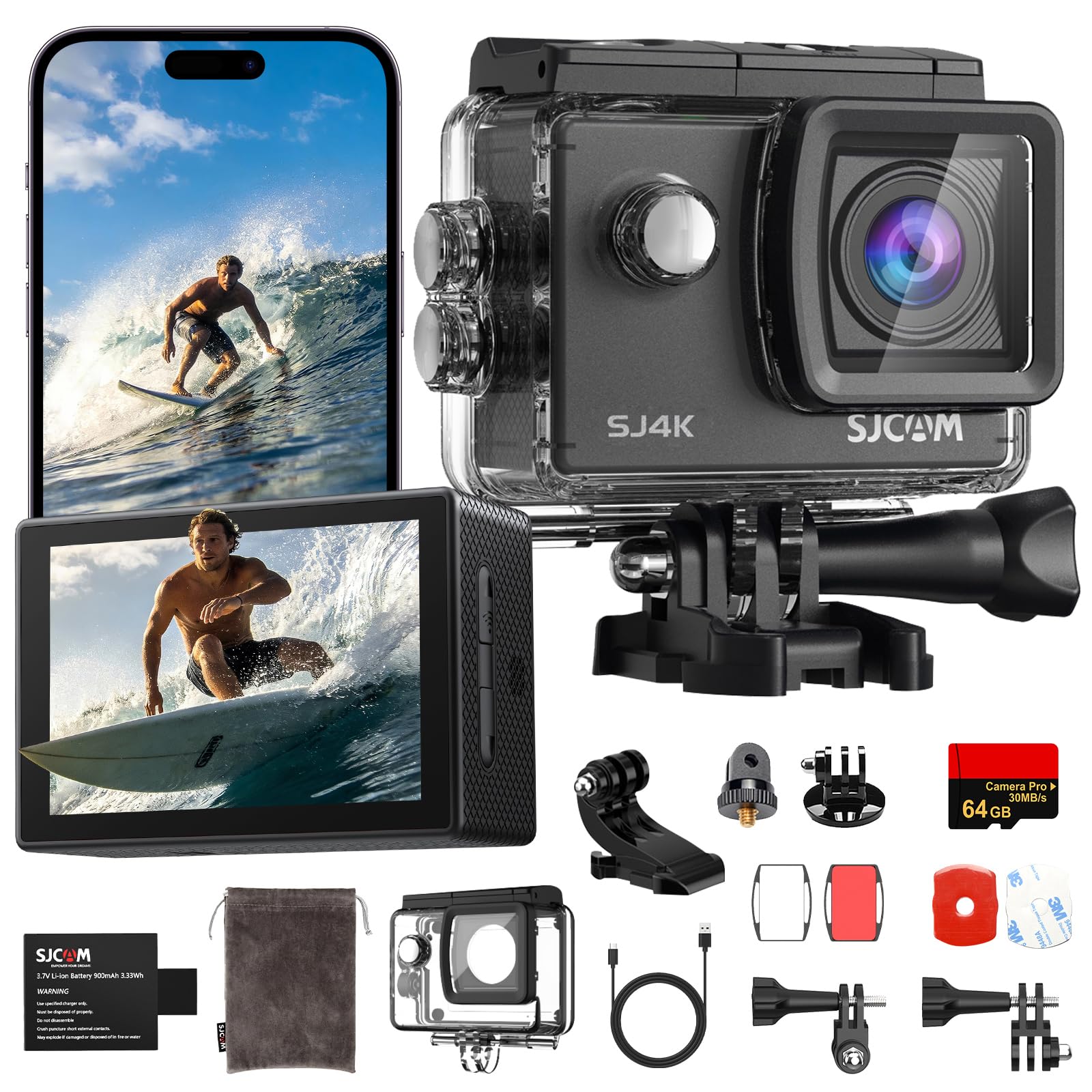 SJCAM SJ4K アクションカメラ ｜ 4K/40MP 手ブレ補正搭載 ｜…