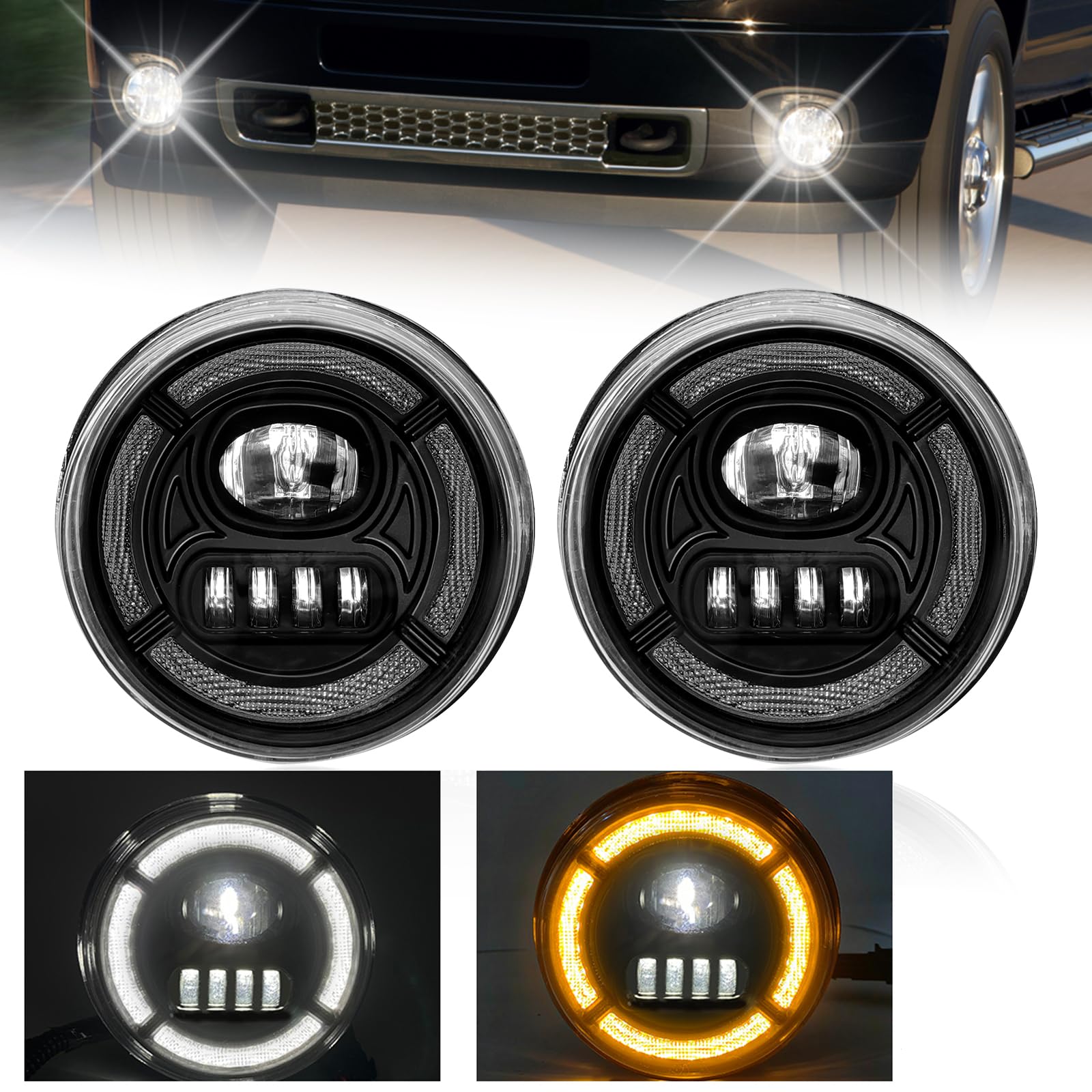 Fog Lights Compatible with 1999-2002 Chevy Silverado 1500 2500/2001 2002 Silverado 1500HD 2500HD 3500/2000-2006 Tahoe Suburban 1500 2500(Clear Lens) — view 24