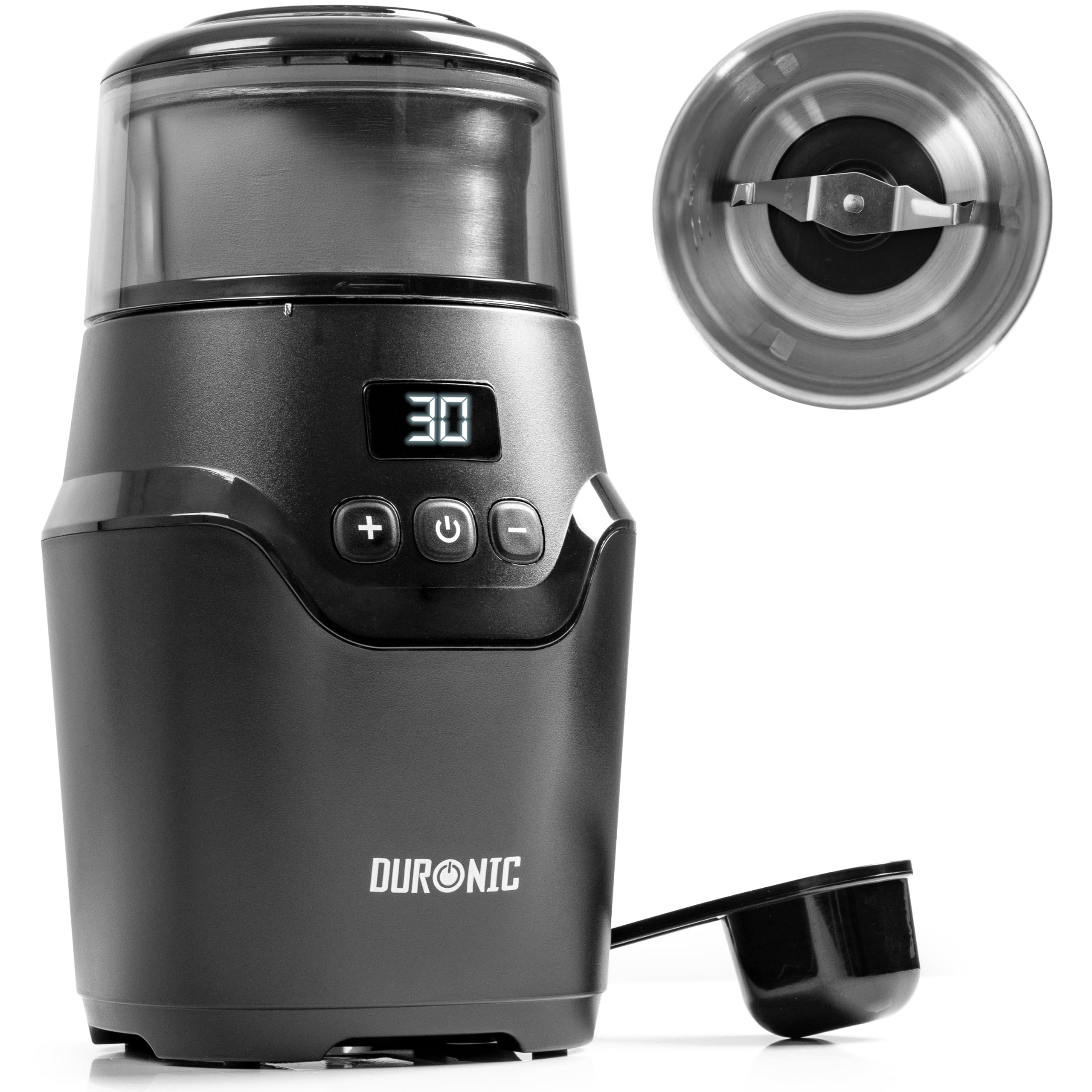 Duronic CG550 Electric Coffee & Spice Grinder, 220ml Cup, Adjustable Timer