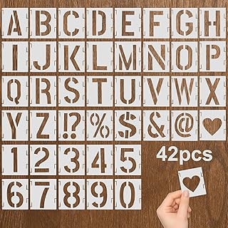 42 Pcs 1 Inch Letter Stencils Reusable Alphabet Stencil & Symbol Numbers Stencil for Crafts DIY Projects Chalkboard Signage Plastic Letter Stencils for Painting on Wood Wall Fabric Rock Glass