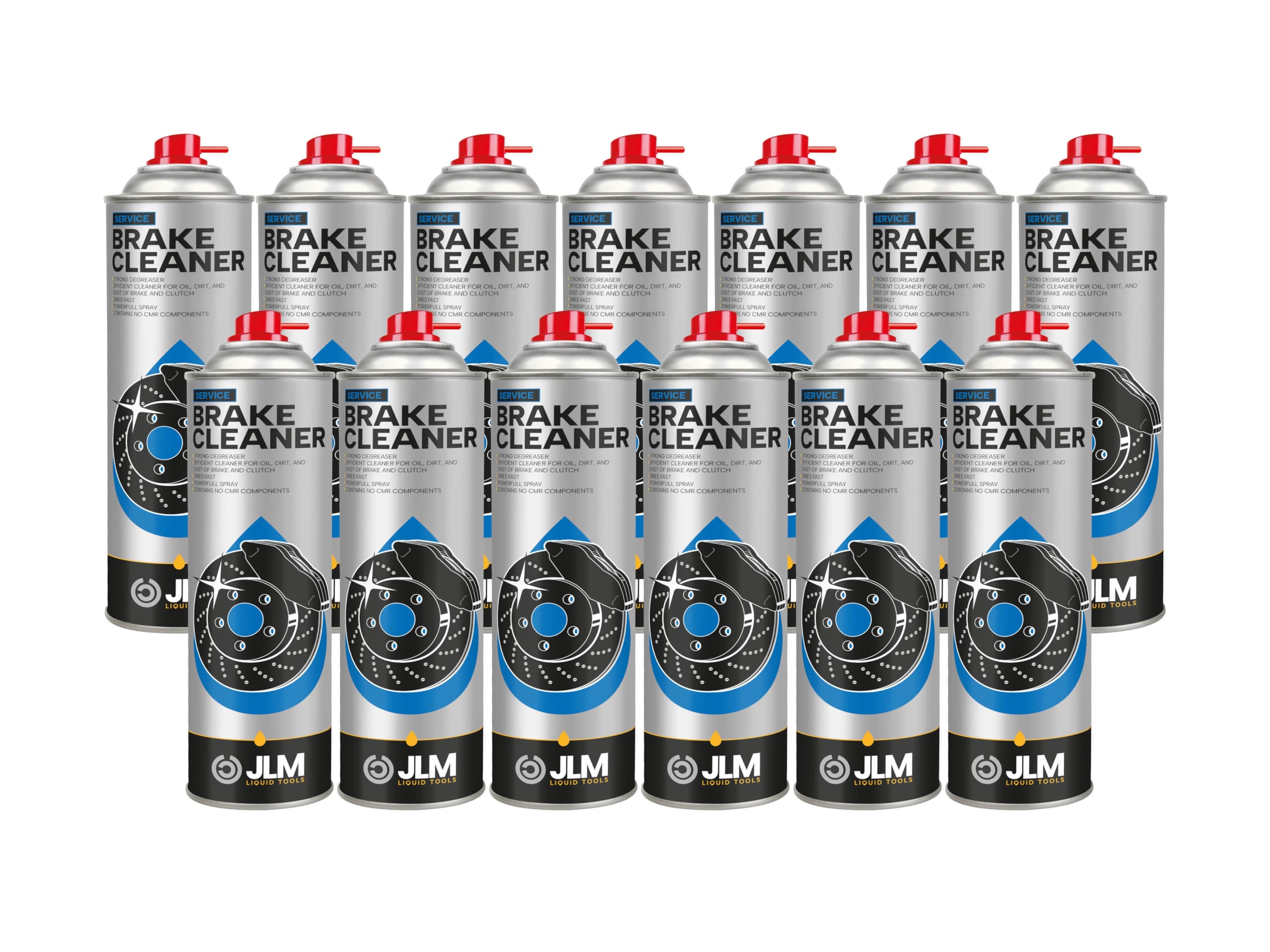 JLM Bremsenreiniger Spray - Effektive Reinigung von Schmutz, Öl und Bremsstaub von Bremsscheiben, Bremsbelägen & Kupplungsteilen - 12 x 500ml Sprühdose