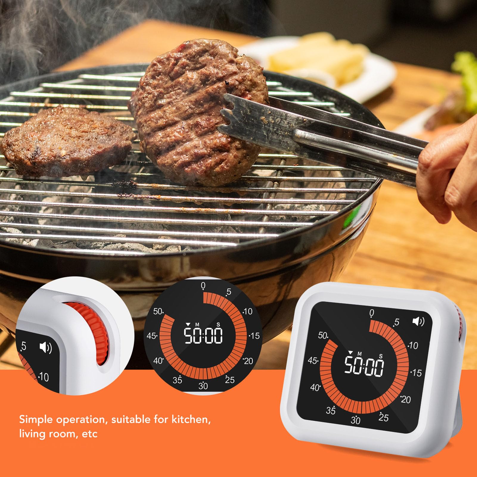 Digitale visuele timer, 3-in-1 timer met draaibare timer, eierwekker
