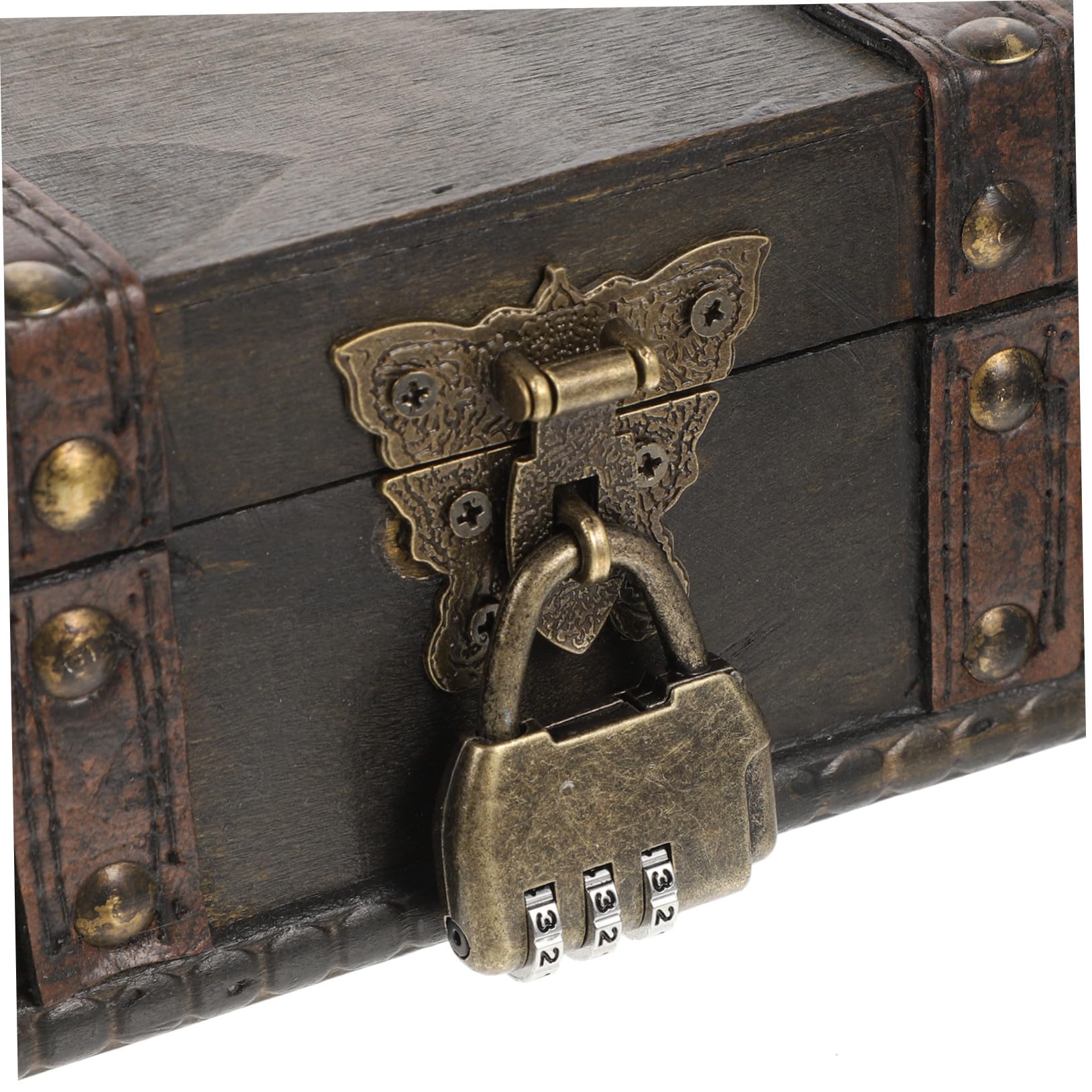 Schmuckkästchen aus Holz Vintage-holzbox mit Codiertem Schloss Aufbewahrungsbox für Ringe Ohrringe Halsketten und Accessoires Kompakt und Praktisch für Schreibtisch oder Kommodensc