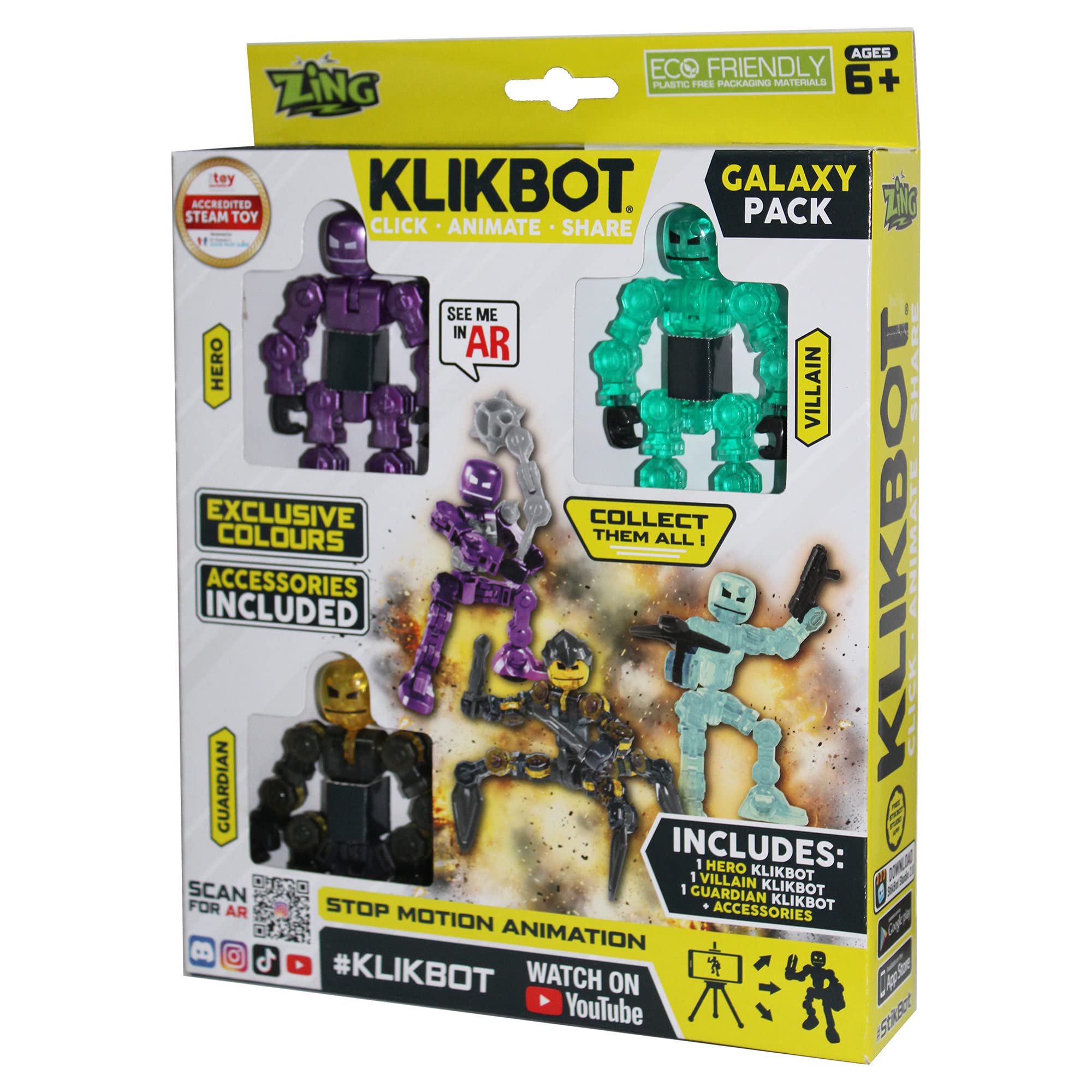 KLIKBOT Galaxy Pack includes 3 Figures