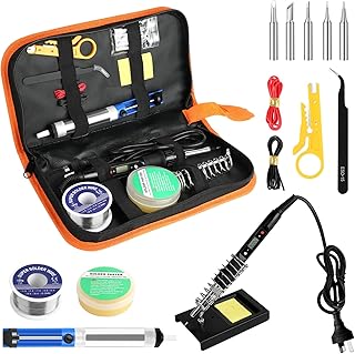 Soldering Iron Kit,80W Professional Soldering Kit for Electronics Adjustable Temperature Soldering Iron Tool with Solder W...