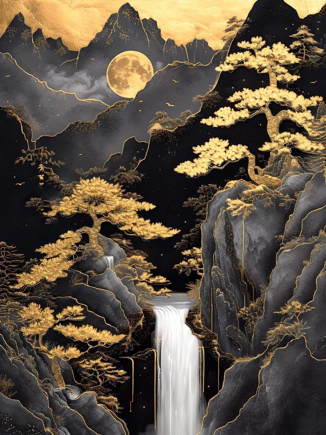 Diamond Painting Montañas Cascade Pintura Diamante Adultos, Diamond Painting Niños, Cuadros de Diamantes Kit Manualidades Adultos, para Navidad Decoración de La Pared Del Hogar Regalos 100x150cm t3377