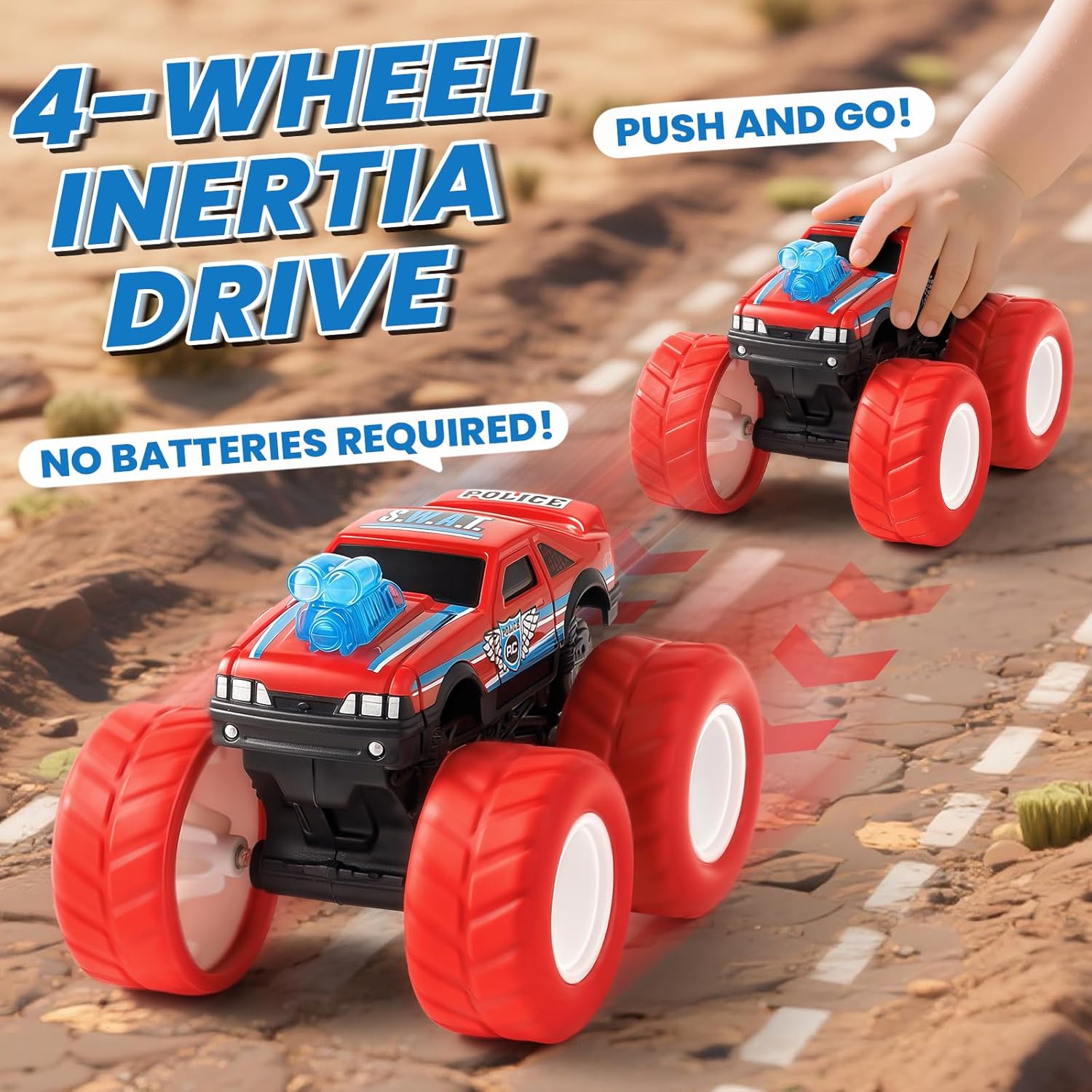 IJIGU Monster Truck Toys for 3 4 5 6 7 Year Old Kids, Wash to Reveal Monster Trucks for Toddlers, 4 Pack Toy Trucks with Realistic Mud Paint, Birthday Gifts for Boys Girls Age 3-5 6-8