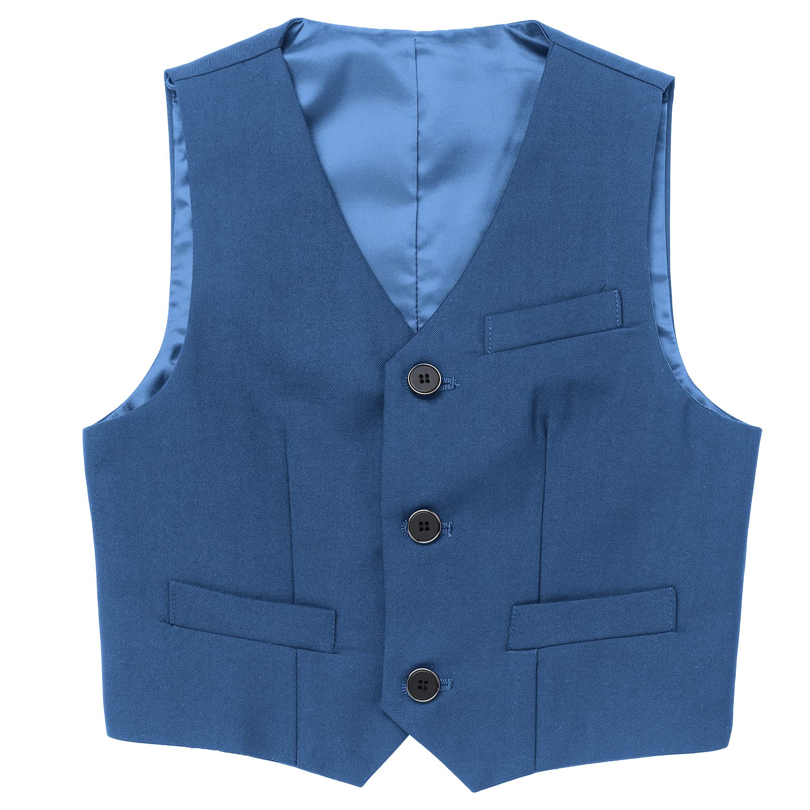 FYMNSI - Completo da smoking per bambini, a maniche lunghe, con fiocco e papillon + giubbotto + pantaloni, set di formale, festa di matrimonio, cerimonia, 4-16 anni, blu, 6-7 Anni