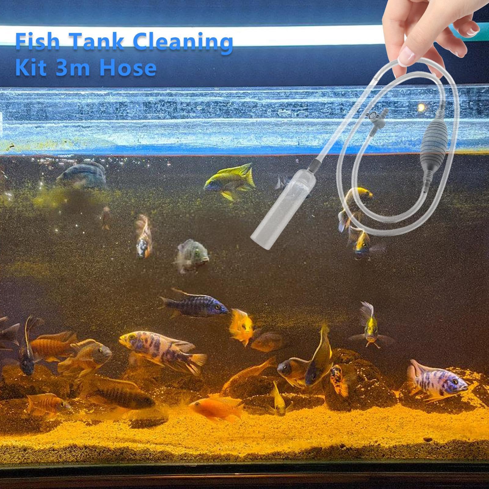 Siphon Pour Aquarium Avec Tuyau 2 M - Nettoyage Gravier Et Changement D'eau Efficace - Tube Extensible 63 Cm