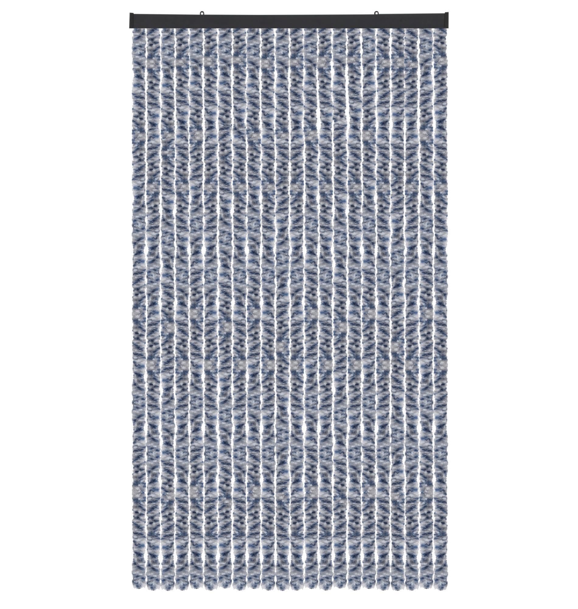 Rideau, Tissu, Meliert blau - weiß - silber, 90x220 cm