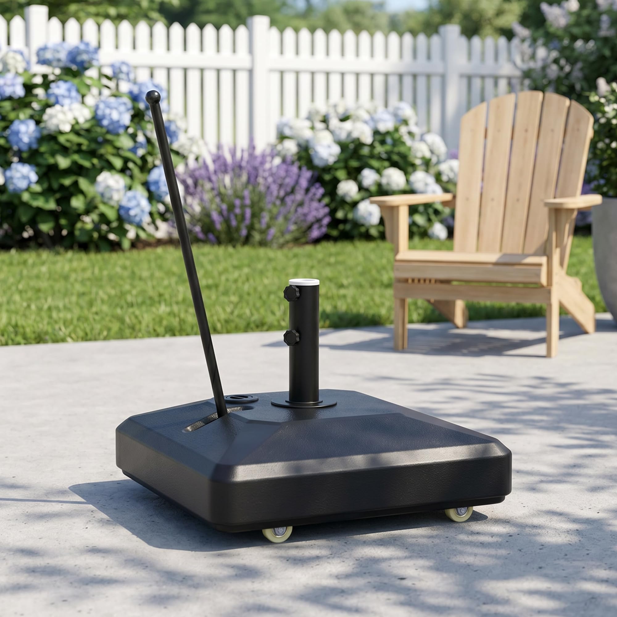 PURPLE LEAF HDML65 250 lbs Patio Market Umbrella Stand Base with 4 Wheels