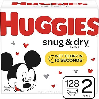 Huggies Snug & Dry Baby Diapers, Size 2 (fits 12-18 lb.), 128 Count, Giga Jr Pack (Packaging May Vary)