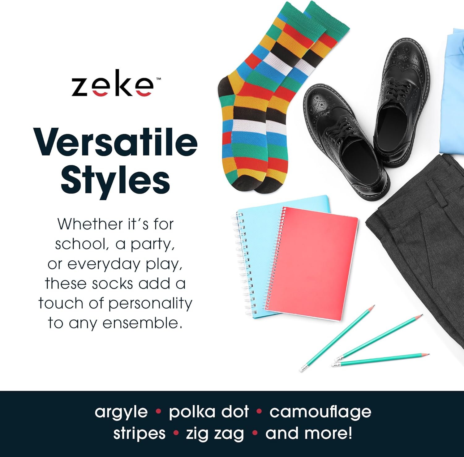 ZEKE Crazy Socks for Kids - Boys Funky Dress Socks - Funny Cool Silly Fun Socks - Wacky Novelty Gift - Image 7