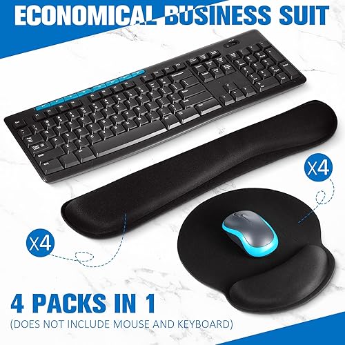 Miniatura 2 de Yunsailing Juego de 8 alfombrillas ergonómicas para mouse y teclado con soporte para muñeca, reposa gel suave y suave espuma viscoelástica para