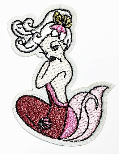Miniatura 1 de Parche de sirena para niños de 3.4 x 2.25 pulgadas, bordado para planchar sobre el sombrero, chaqueta con capucha, ideal para regalo
