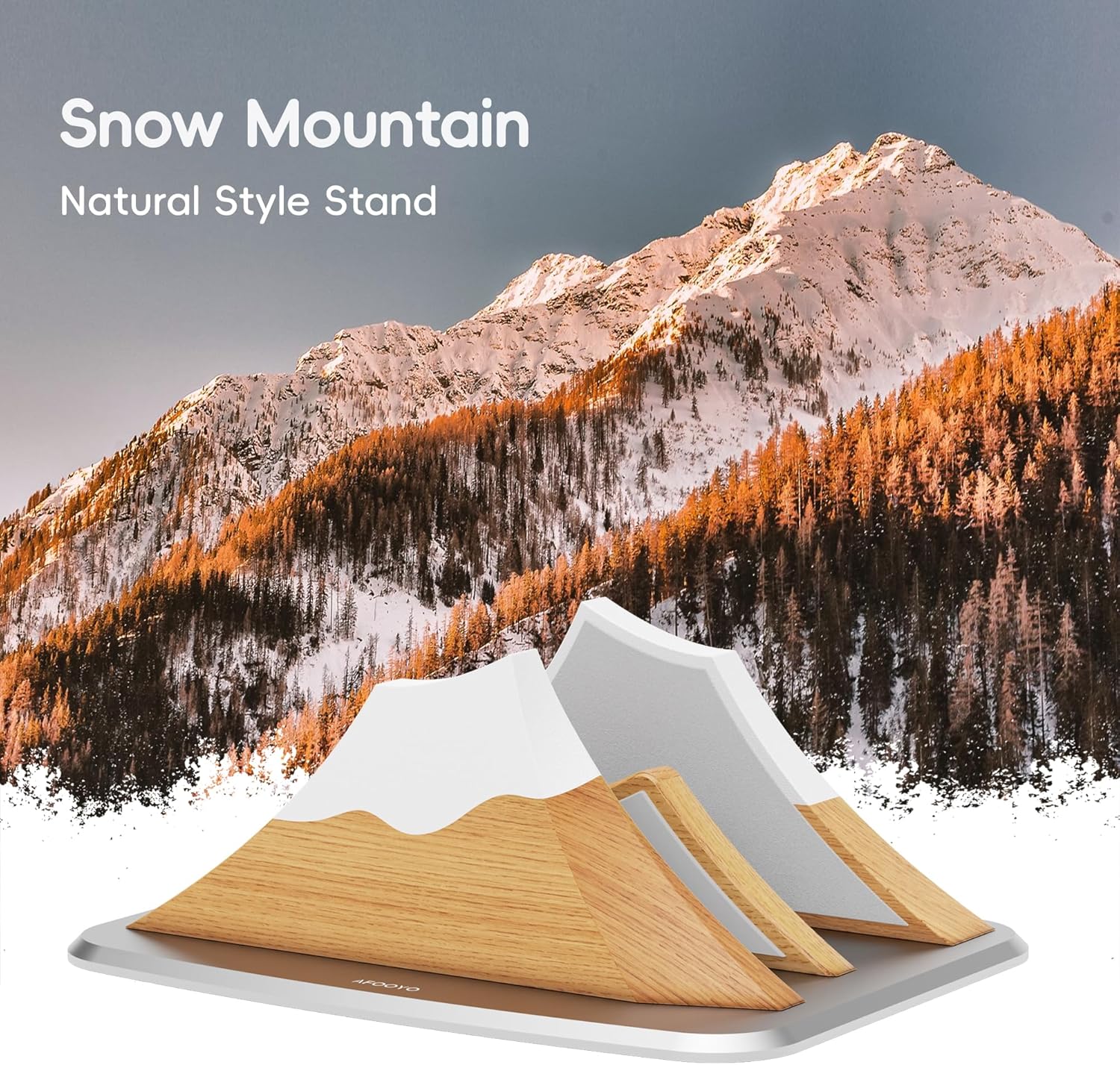 AFOOYO Vertical Dual Laptop Stand - Snow Peak-Shaped Wooden Adjustable Laptop Holder,2 Slots Desktop Dock Compatible with All MacBook, Surface,Chromebook,Dell & More(Beechwood)