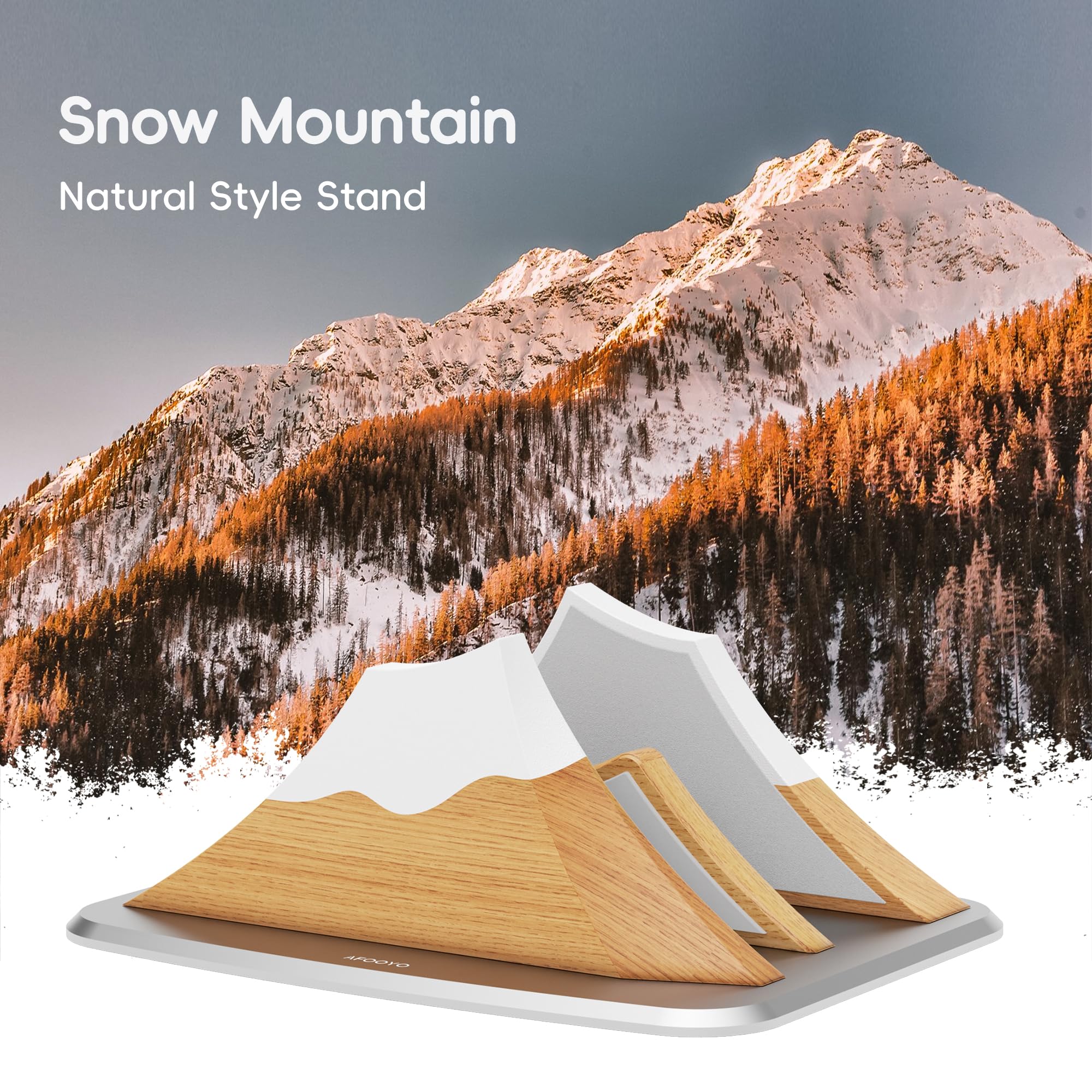 AFOOYO Vertikaler Dual-Laptop-Ständer – Schneeschirm-Form, verstellbarer Laptop-Halter, 2 Steckplätze, Desktop-Dock, kompatibel mit allen MacBook, Surface, Chromebook, Dell und mehr (Buchenholz)