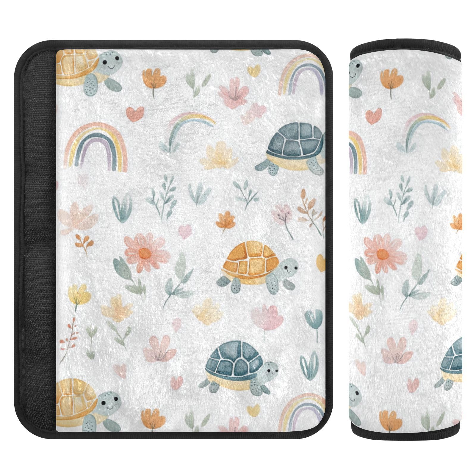 Seat Belt Covers 2 Pack Cute Turtles Car Seat Strap Covers Super Soft Rainbow Car Seat Neck Cover for Boys Girls Adults Babies M