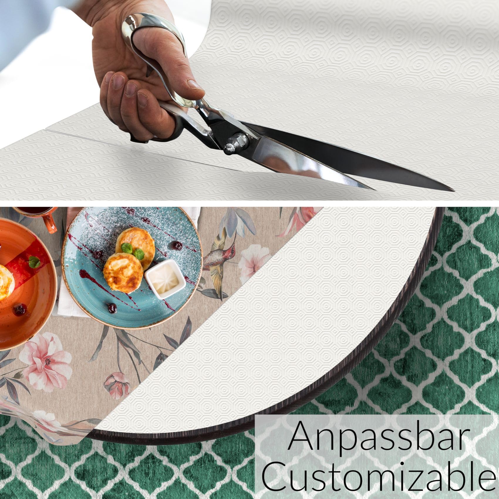 ANRO Tischschoner Tischdeckenunterlage Tischpolster Unterlage Tischdecke Meterware Schutzunterlage Tischschutz Molton Größe Wälbar mit Muster 2,2mm mit Vlies 350 x 140 cm