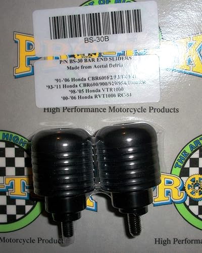 Miniatura 2 de Pro-Tek - Extremos de barra negros para Honda VTR1000 VTR 1000 VTR-1000 SuperHawk 1998 1999 2000 2001 2002 2003 2004 2005