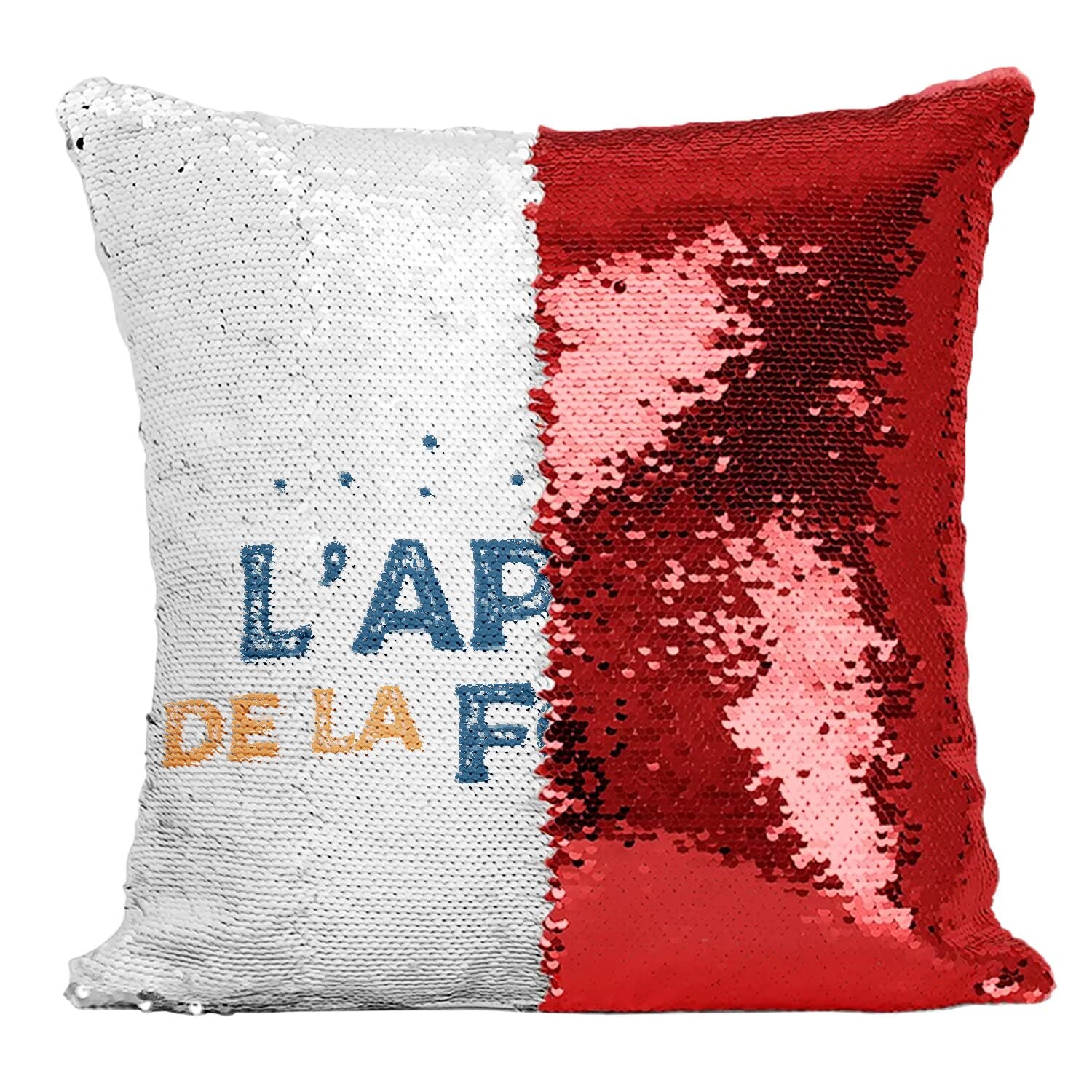 Coussin sequin rouge loup avec paillettes magiques réversibles